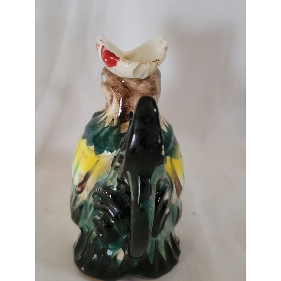Vintage 1950s Hand-Painted Miniature Ceramic Rooster Pitcher Jug 3" Tall Japan - Picture 7 of 9
